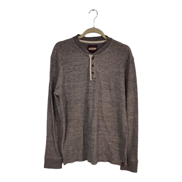 Alesbury Men's Henley Thermal Long Sleeve T Shirt Sz XL Gray 1/4 Button Thermal - Picture 1 of 8